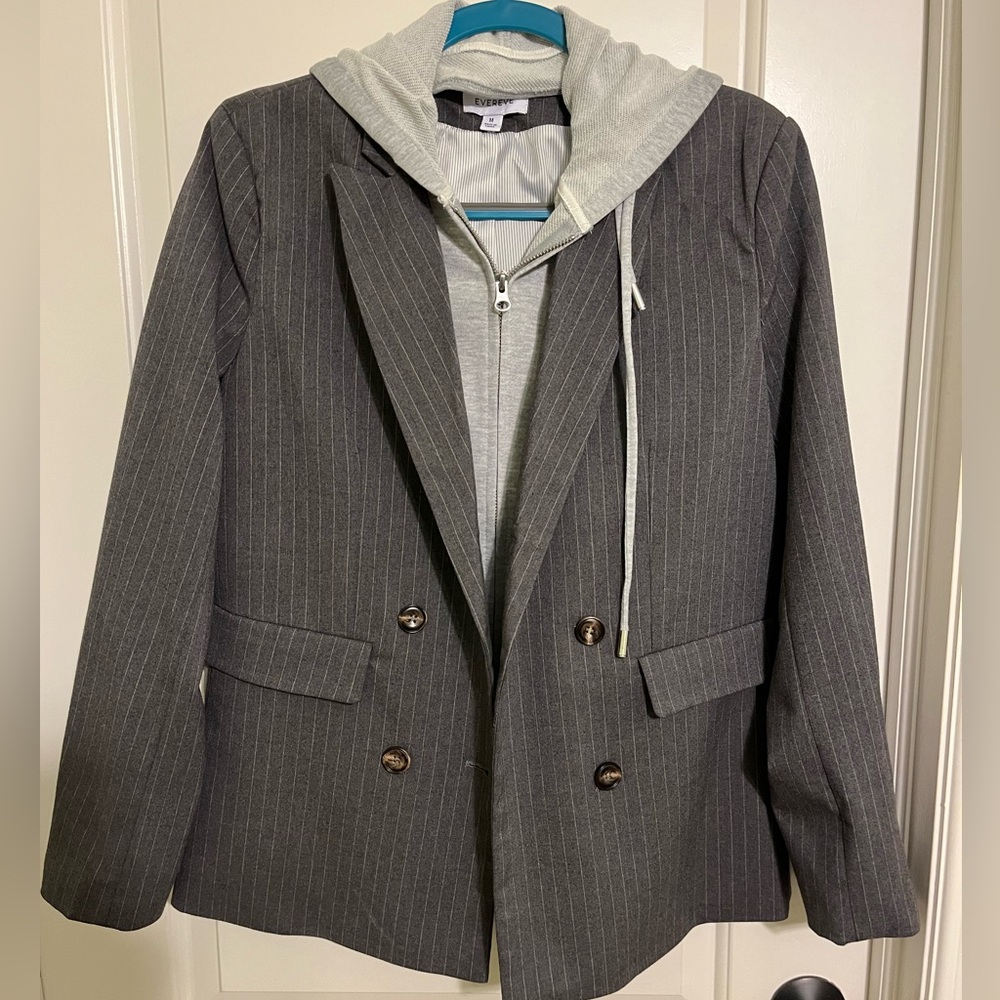 Evereve Blazer w/removable zip up faux hoodie